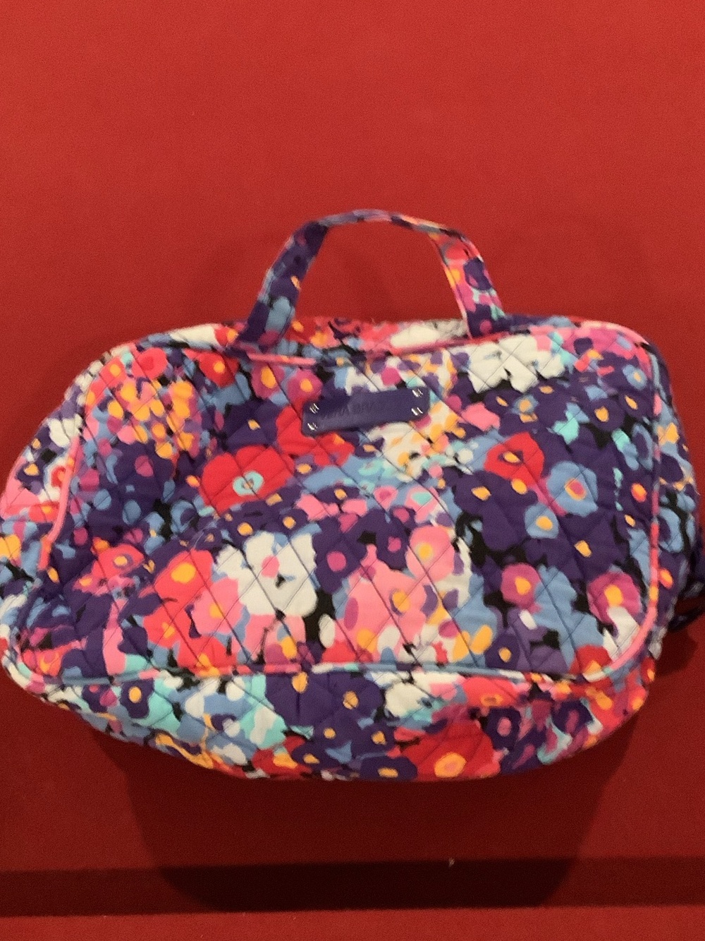 Vera Bradley Quilted Floral Cosmetic Bag in Purple, Pink & Blue